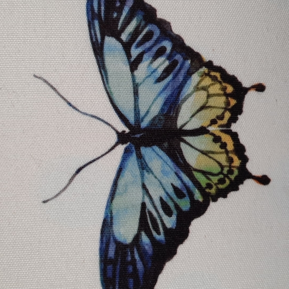 Butterfly Pillow Throw Toss Patio Porch Burlap Metalic Accent Applique - Picture 2 of 9